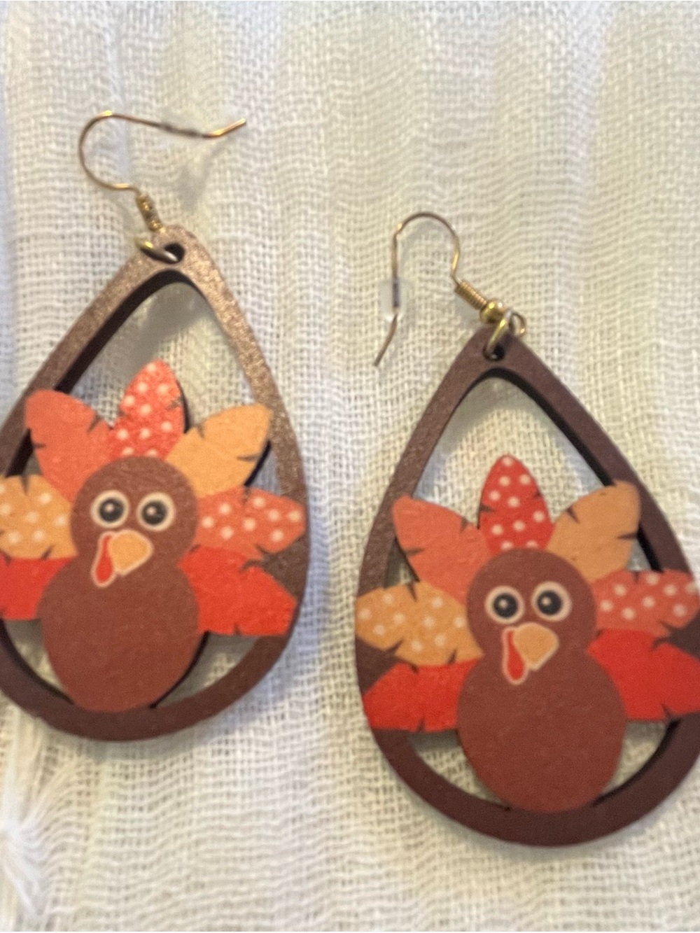 Cute Turkey Drop Earrings in Brown and Orange